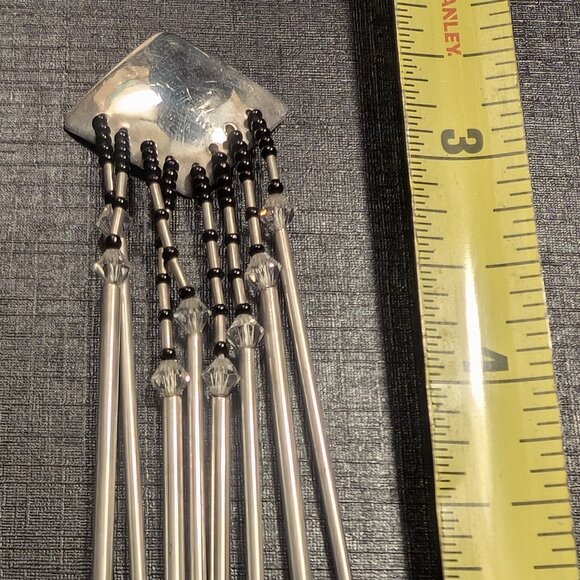 Sterling Silver Long Bar Fringe Earrings Fine Jewelry - Picture 7 of 7